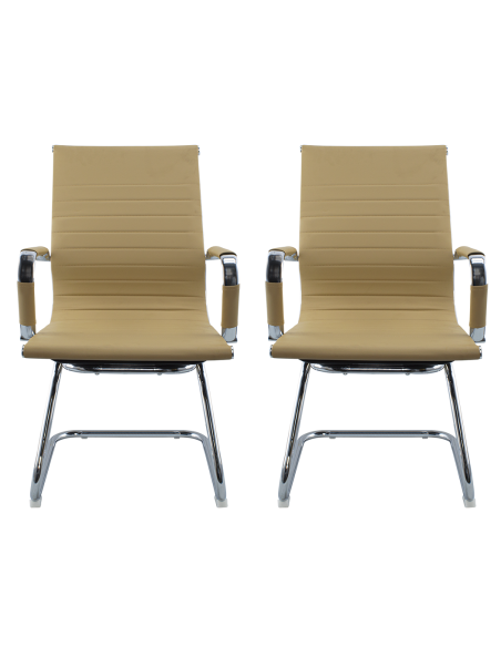 Pack de 2 chaises de salon ou de bureau ISAAC en métal et éco-cuir H95x50x45cm