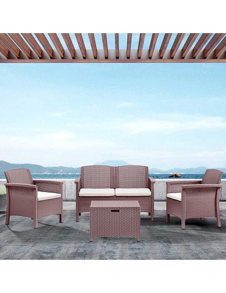 Ensemble de canapé 2 places style Rattan VENEZIA pour salon extérieur