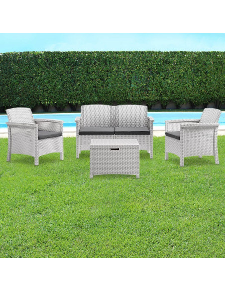 Ensemble de canapé 2 places style Rattan VENEZIA pour salon extérieur