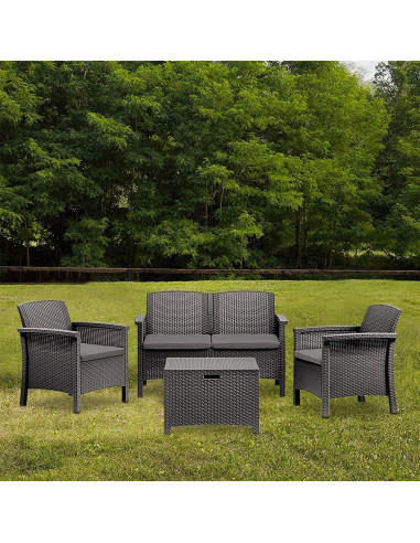 Ensemble de canapé 2 places style Rattan...