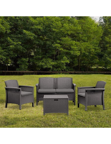 Ensemble de canapé 2 places style Rattan VENEZIA pour salon extérieur