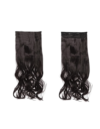 Extension 4 clips cheveux noirs ondulés de 50 cm de longueur Bande de cheveux