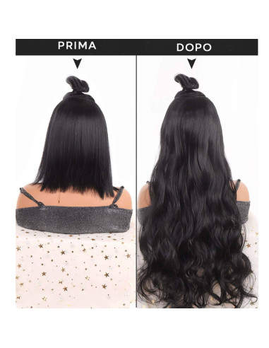 Extension 4 clips cheveux noirs ondulés de 50...