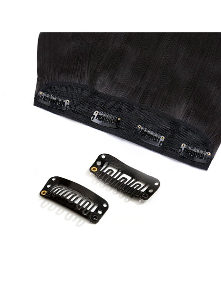 Extension 4 clips cheveux noirs ondulés de 50 cm de longueur Bande de cheveux