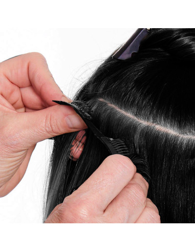 Extension 4 clips cheveux noirs ondulés de 50...