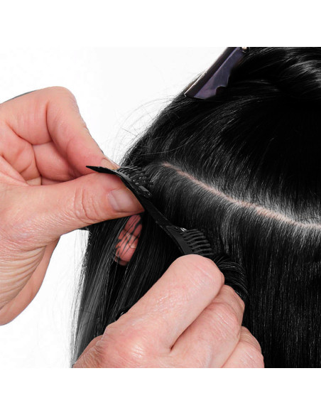 Extension 4 clips cheveux noirs ondulés de 50 cm de longueur Bande de cheveux