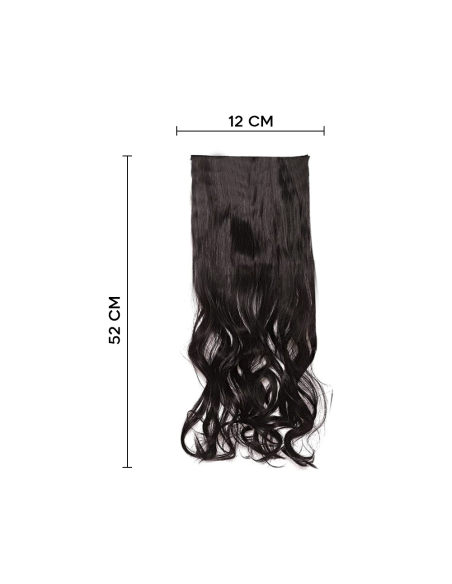 Extension 4 clips cheveux noirs ondulés de 50 cm de longueur Bande de cheveux