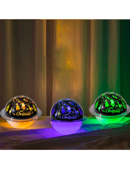 Diffuseur humidificateur Lampe LED Paysage de Noël avec support en bois