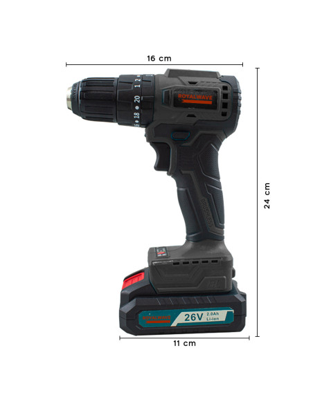 Perceuse-visseuse sans fil à double batterie avec percussion 26V et mallette