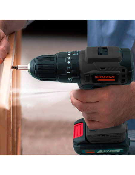 Perceuse-visseuse sans fil à double batterie avec percussion 26V et mallette