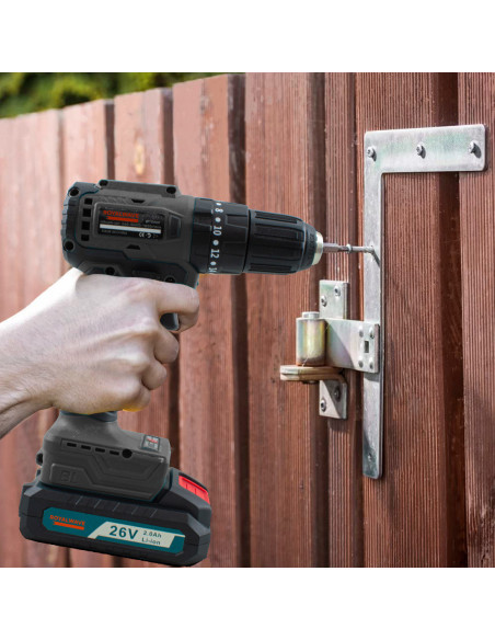 Perceuse-visseuse sans fil à double batterie avec percussion 26V et mallette