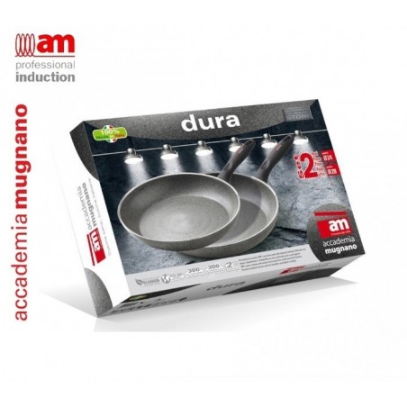 Lot de 2 poêles antiadhésives 24 - 28 cm - Académie d'aluminium pur Mugnano Ligne DURA