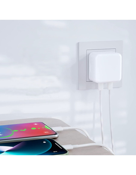 Adaptateur de charge double pour smartphone avec ports USB-C+C de 35W