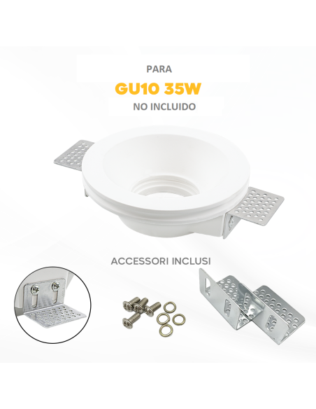 Douille encastrée en plâtre GS-5007 ronde blanche avec connexion GU10