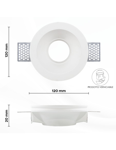 Douille encastrée en plâtre GS-5007 ronde blanche avec connexion GU10