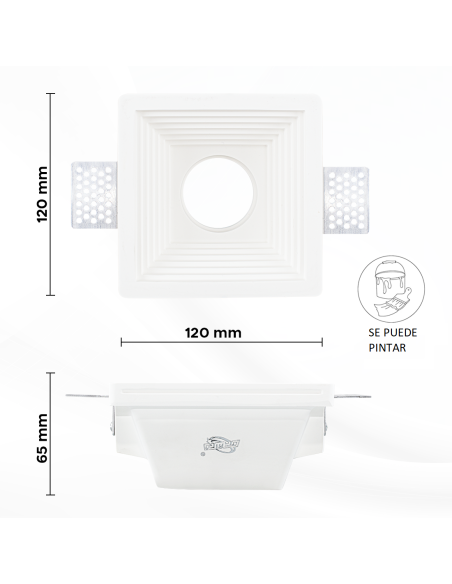 Douille encastrée en plâtre GS-5004 carrée blanche avec connexion GU10