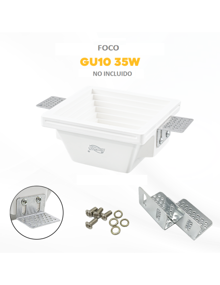 Douille encastrée en plâtre GS-5004 carrée blanche avec connexion GU10