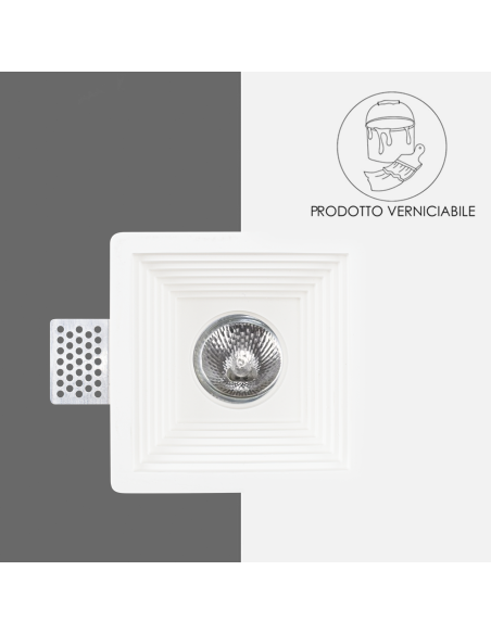 Douille encastrée en plâtre GS-5004 carrée blanche avec connexion GU10