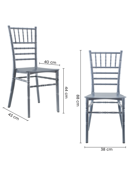 Pack 4 chaises Chiavari vintage grises Chaise Chiavarina Catering au classique