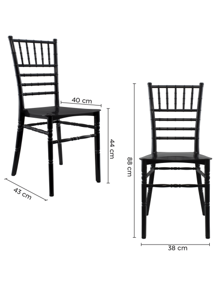 Pack 4 chaises Chiavari vintage NOIR Chaise Chiavarina Catering au classique