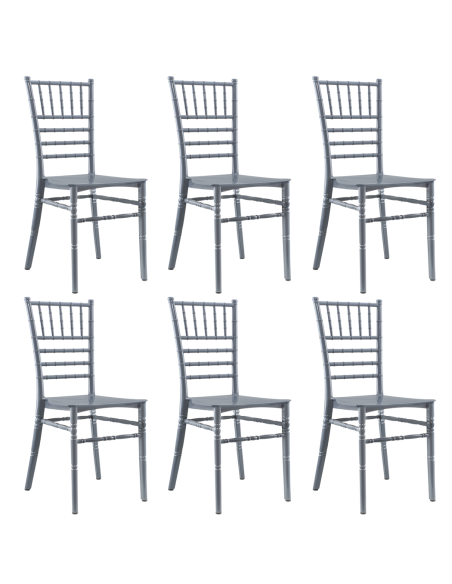 Ensemble 6 chaises Chiavari vintage GRIS Chiavarina pour restauration classique