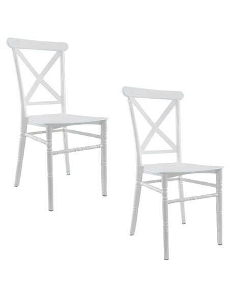 Ensemble 2 chaises Sidney blanches en polypropylène vintage pour la restauration
