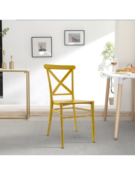 Ensemble 2 chaises Sidney Moutarde en polypropylène vintage pour restauration