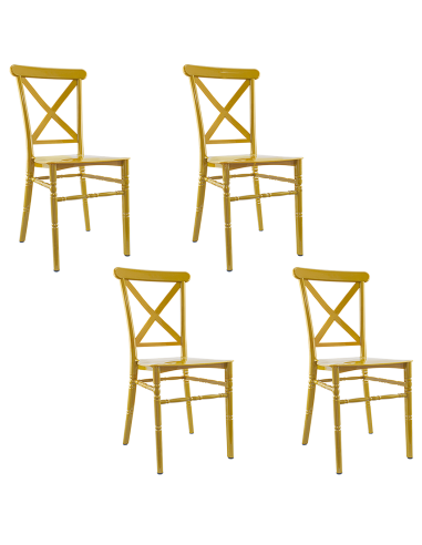 Ensemble 4 chaises Sidney Moutardepolypropylène vintage restauration événements