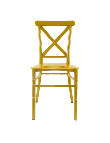 Ensemble 4 chaises Sidney Moutardepolypropylène vintage restauration événements