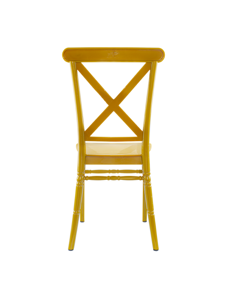 Ensemble 4 chaises Sidney Moutardepolypropylène vintage restauration événements