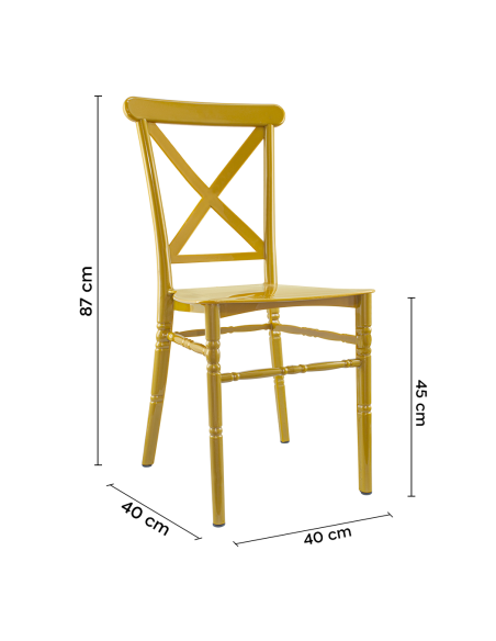 Ensemble 4 chaises Sidney Moutardepolypropylène vintage restauration événements