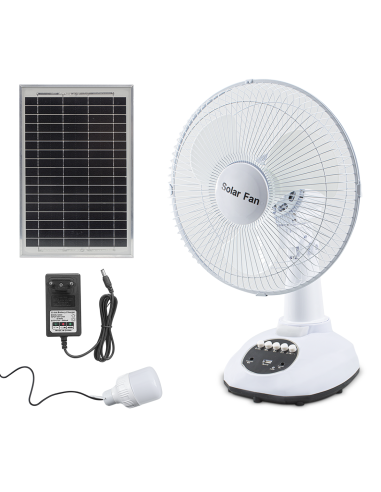 Ventilateur Portable avec Lumière d'Urgence Charge Solaire Idéal pour le Camping