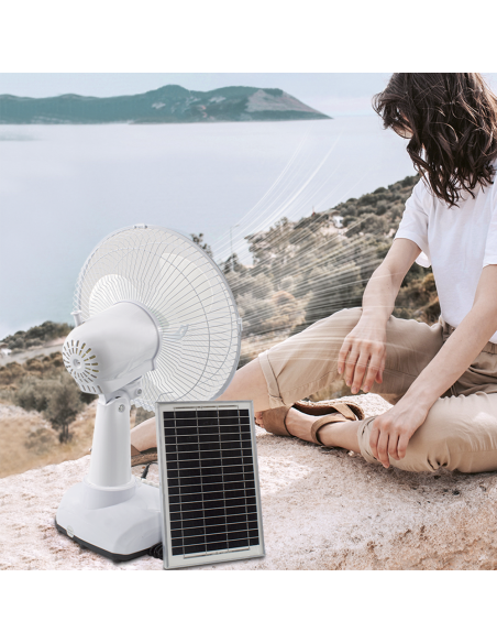 Ventilateur Portable avec Lumière d'Urgence Charge Solaire Idéal pour le Camping