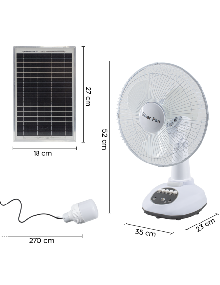 Ventilateur Portable avec Lumière d'Urgence Charge Solaire Idéal pour le Camping