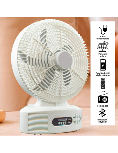 Ventilateur de table solaire rechargeable avec...