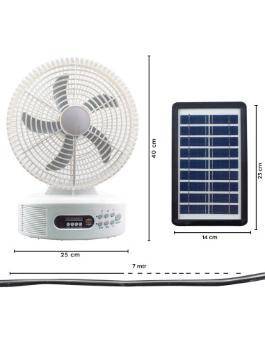 Ventilateur de table solaire rechargeable avec...