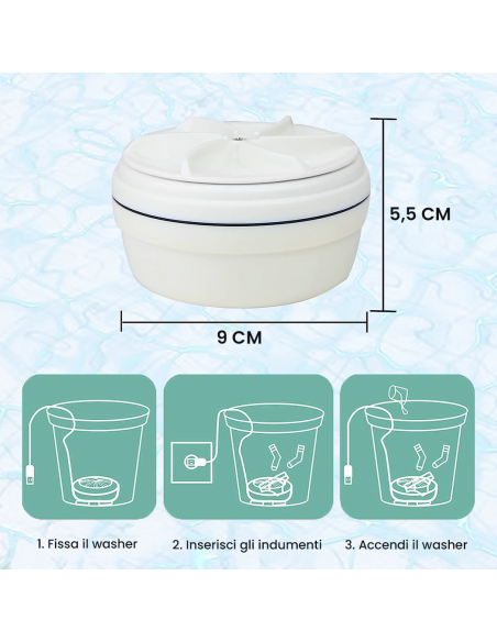 Mini lave-linge de voyage à turbine portable pour lessive