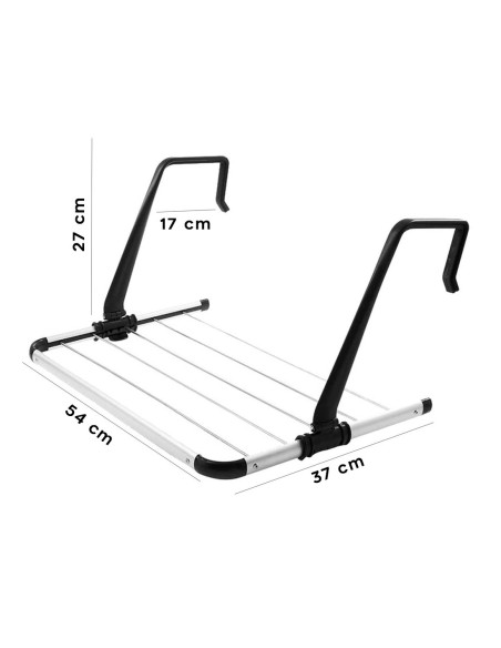 Corde à linge ou radiateur de balcon 54cm en aluminium et supports réglables