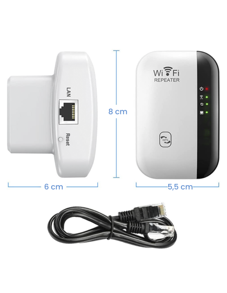 Amplificateur Wi-Fi Répéteur de signal 2,4 GHz Port LAN avec antenne intégrée
