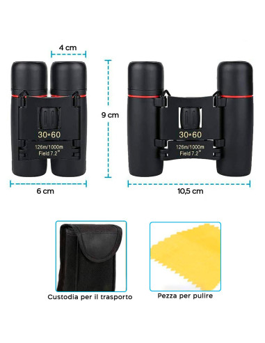 Jumelles pliantes portables compactes 30x60...
