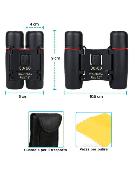 Jumelles pliantes portables compactes 30x60 pour la chasse avec vision nocturne