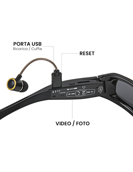Lunettes soleil Bluetooth avec caméra polarisée enregistrement photo ou vidéo 4K