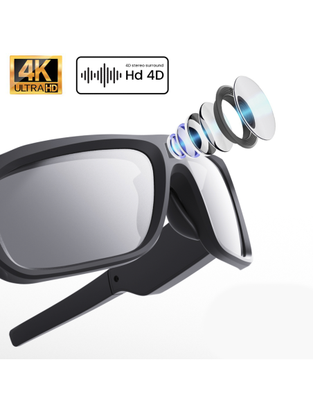 Lunettes soleil Bluetooth avec caméra polarisée enregistrement photo ou vidéo 4K