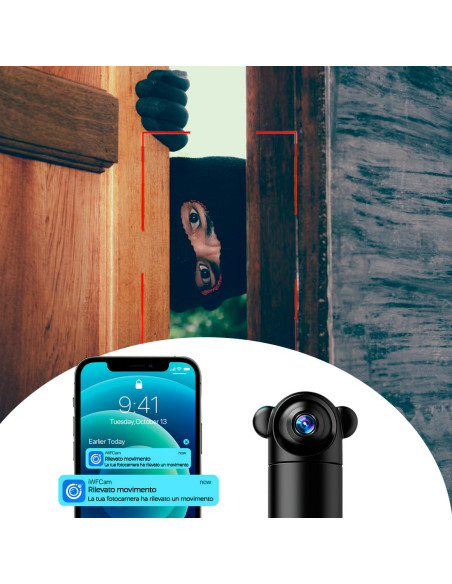 Mini caméra Rotation 180° Q-Sx82 Wi-Fi sans fil 1080p 4K Vision nocturne