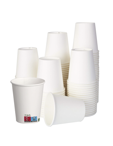 50 gobelets carton 180ml biodégradables compostables à usage unique pour café