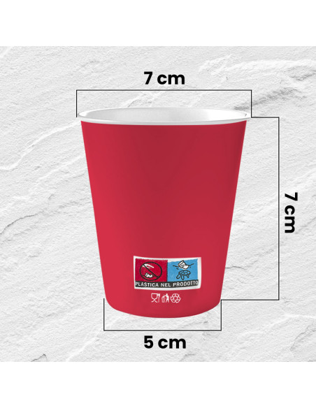 Pack 100 verres en carton Rouge 180 ml jetables biodégradables et compostables