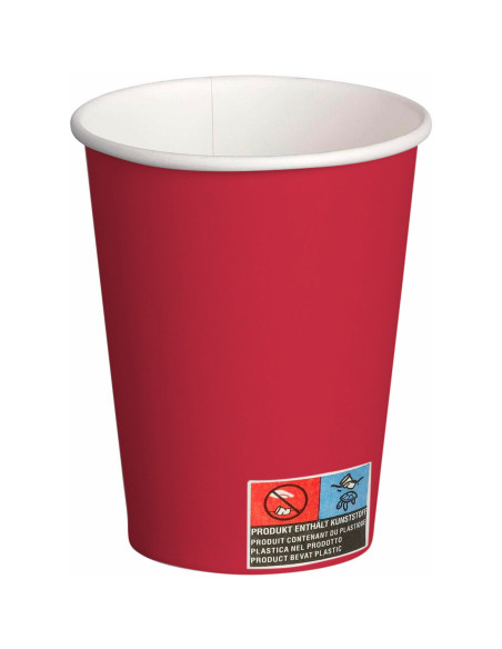 Pack 1000 verres en carton Rouge 180 ml jetables, biodégradables et compostables