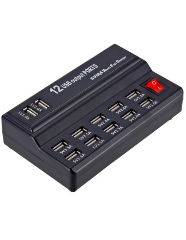 Station de charge 12 ports USB 60W Q-CD10P Charge simultanée avec interrupteur