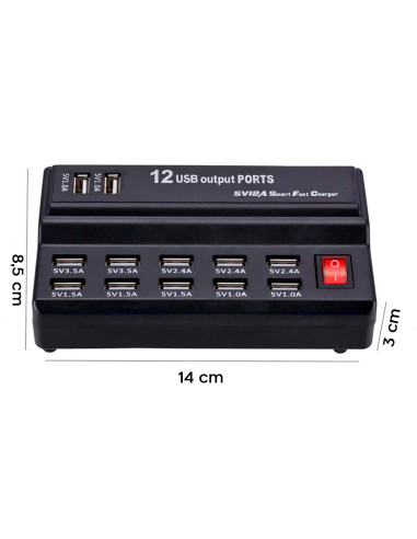 Station de charge 12 ports USB 60W Q-CD10P...