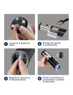 Moulin à sel et à poivre électrique alimenté batterie en... 2